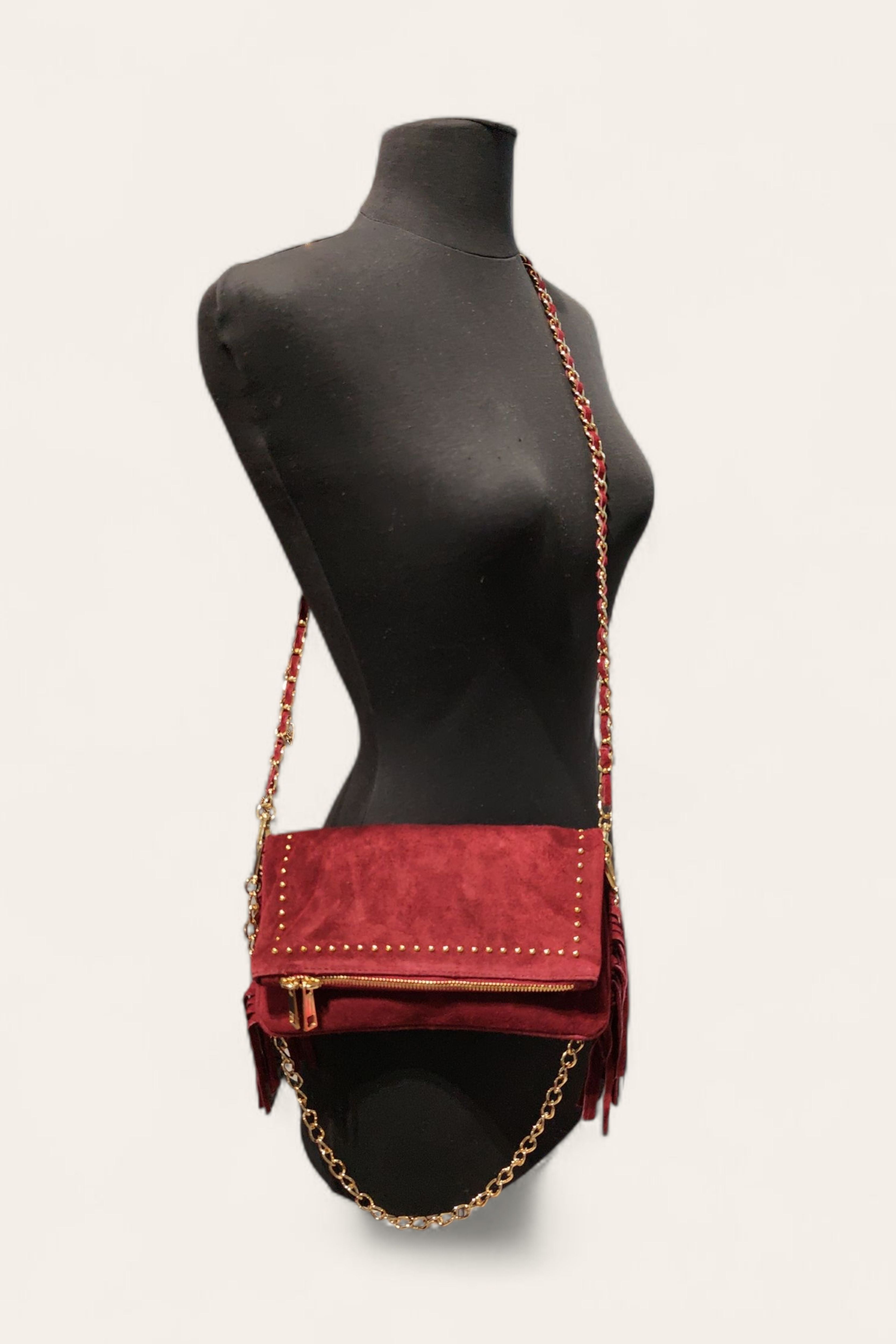 BMN121 Burgundy Suede Bag