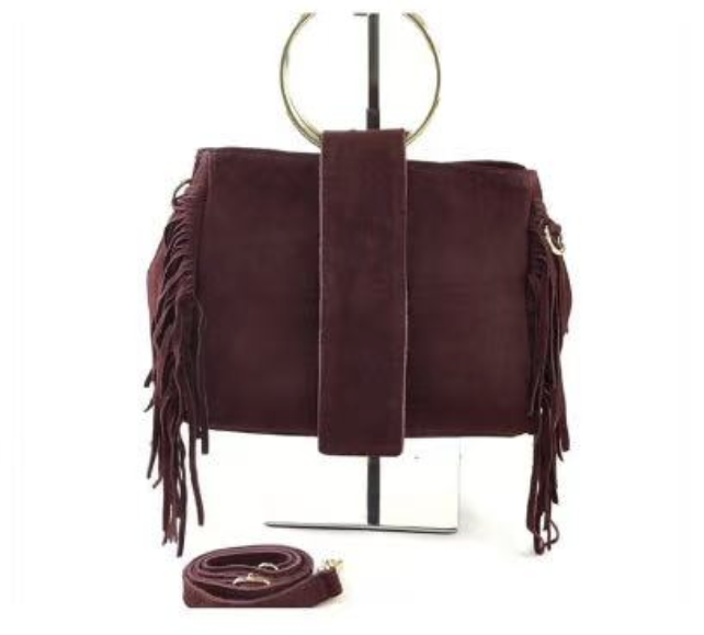 BMN085 Burgundy Suede Bag