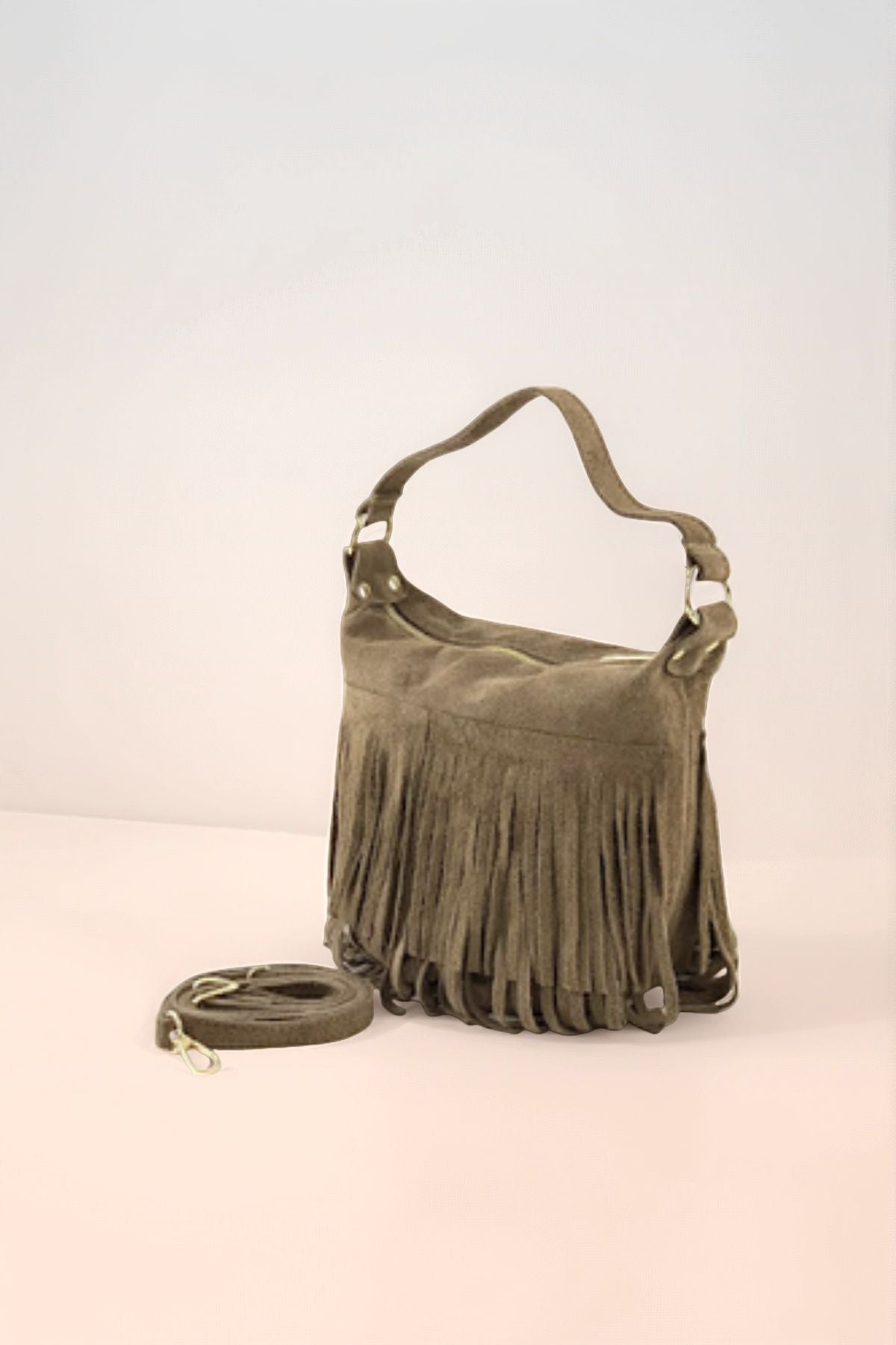 BMN075 Taupe Suede Bag
