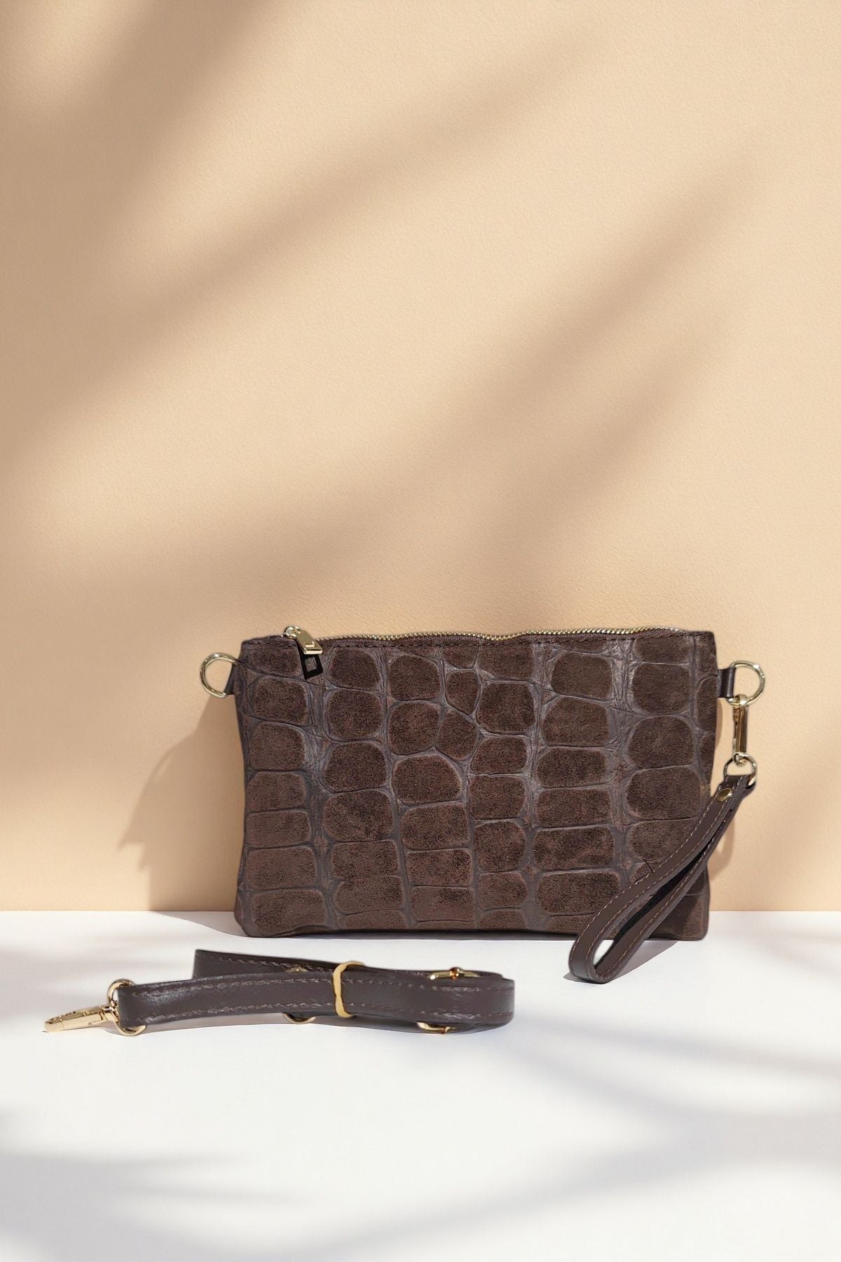 BMN133 Chocolate Suede Bag